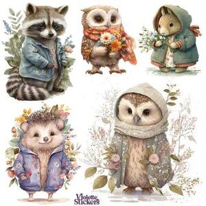 3 for $15 - Cozy Animals in Coats Stickers - 2 Sticker Sheets - NEW in Packaging